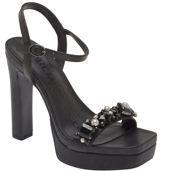 Karl Lagerfeld Paris Shoes - Karl Lagerfeld Jala Jewel Platform Heels Ankle-Strap Sandals Black Size 8